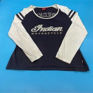 Indian Motorcycle “Wrecking Crew” Long Sleeve Shirt Ivory & Gray Size  XL